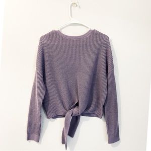 Tie-front, long-sleeve sweater